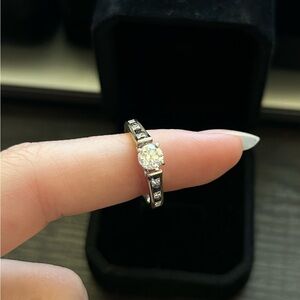 SOLD - 14k White Gold Diamond & Sapphire Ring - SOLD